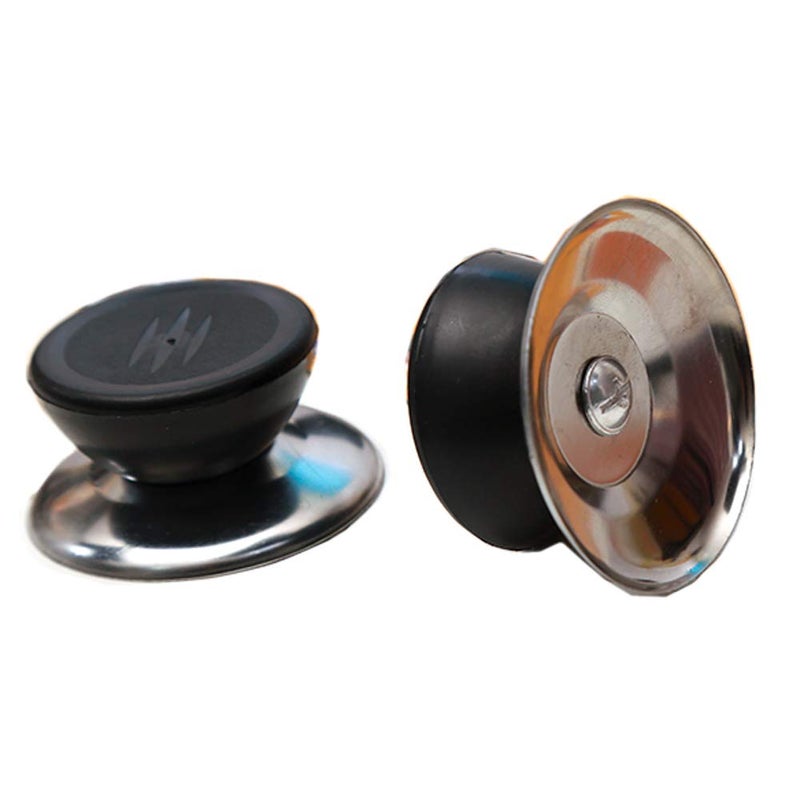 lasenersm 2 Sets Universal Pot Lid Cover Knob Handle Cookware Universal Replacement Pot Grip Knob Cap 2.7" Stainless Steel Base, Black+Silver - Image 5